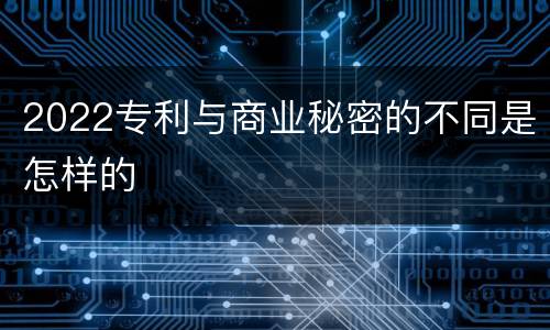 2022专利与商业秘密的不同是怎样的