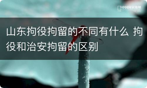 山东拘役拘留的不同有什么 拘役和治安拘留的区别