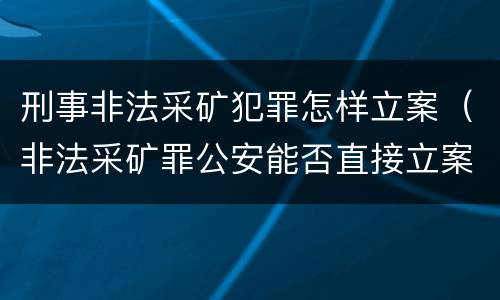 刑事非法采矿犯罪怎样立案（非法采矿罪公安能否直接立案）