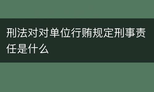 刑法对对单位行贿规定刑事责任是什么