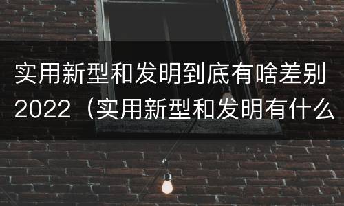 实用新型和发明到底有啥差别2022（实用新型和发明有什么区别）