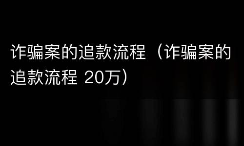 诈骗案的追款流程（诈骗案的追款流程 20万）