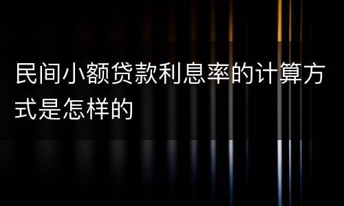 民间小额贷款利息率的计算方式是怎样的