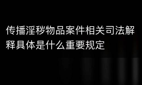 传播淫秽物品案件相关司法解释具体是什么重要规定