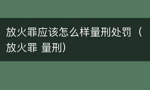 放火罪应该怎么样量刑处罚（放火罪 量刑）