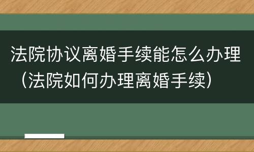 法院协议离婚手续能怎么办理（法院如何办理离婚手续）