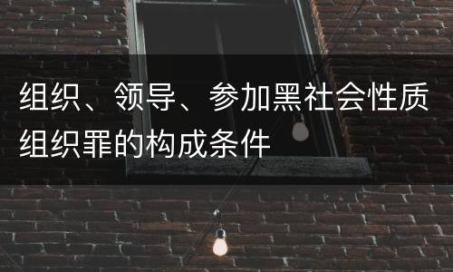 组织、领导、参加黑社会性质组织罪的构成条件